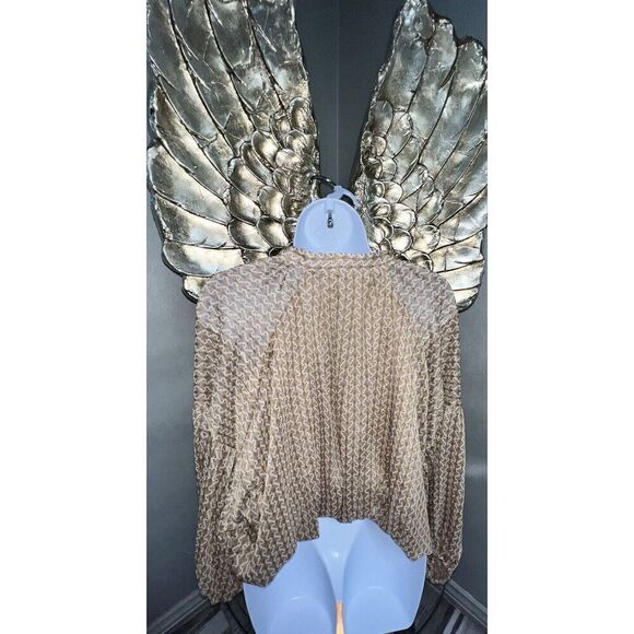 Kourt Long Sleeve Button-Down Shimmer Cream/Beige Blouse - Picture 8 of 16